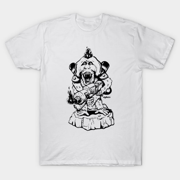 Angry Orangutan B+W T-Shirt by Eyekoo